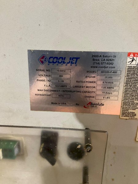 COOL JET ACO35-F-460 CHILLER 460V 30,000  BTU USED