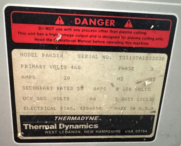 Thermal Dynamics Thermal Arc Plasma Cutting System PAK 5XR