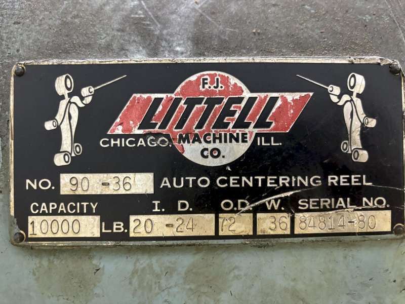 10,000 LBS X 36” LITTELL MODEL #90-36 UNCOILER COIL REEL: STOCK #21338