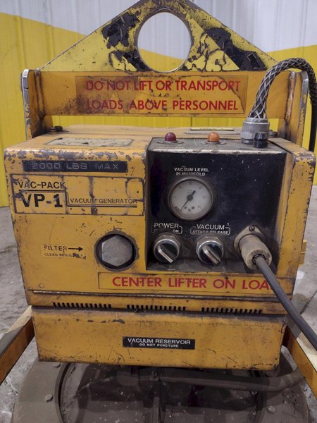 2,000 LBS ANVER LIFT MODEL #VP-1 VACUUM SHEET LIFTER: STOCK #23687