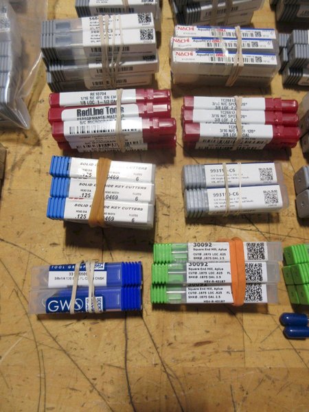Solid Carbide Cutters, End Mills, Drills, Key Cutters, Chamfer Cutters, Various Brands, Small Diameters 1/8-1/4&quot; Shanks- Auction Item