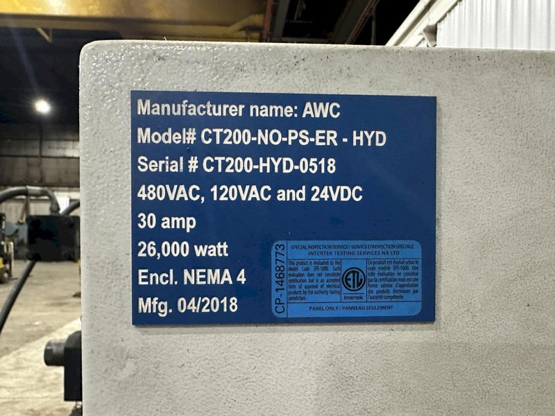 200 TON (2-3/8&quot; TO 9-5/8&quot;) DIAMETER TRUE GRIT MODEL CT200 HYDRAULIC TUBE &amp; PIPE PUSH POINTER / END FORMER/ SWAGING PRESS: STOCK #22399