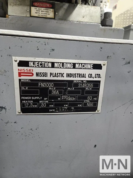 154 TON 11.8 OZ NISSEI MODEL FN3000-36A INJECTION MOLDING MACHINE MFG 1997
