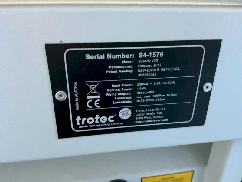 TROTEC LASER ENGRAVING MACHINE   -  SPEEDY 400