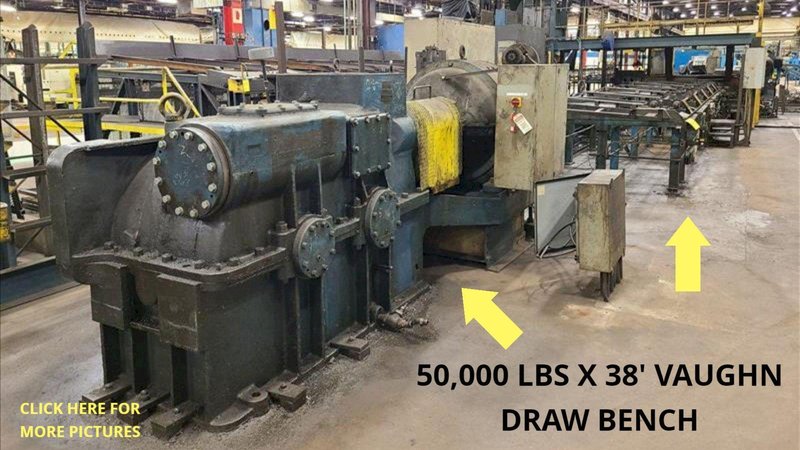 50,000 LBS x 38&#039; VAUGHN DOUBLE PULL/ SINGLE CHAIN DRAW BENCH: STOCK #13578