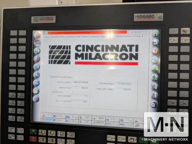 725 TON 140 OZ CINCINNATI MILACRON MODEL MS725 INJECTION MOLDING MACHINE MFG 2015