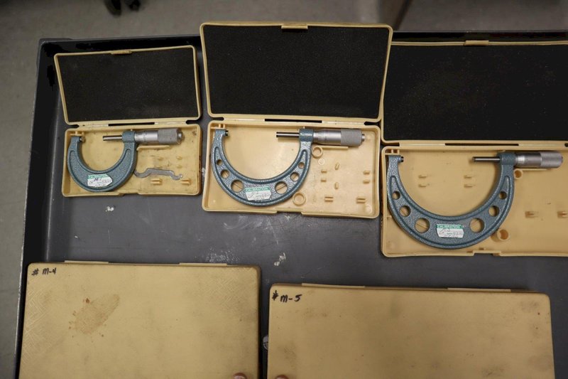 Mitutoyo Micrometers (5pcs) 1" - 6" Range, in Plastic Cases- Auction Item