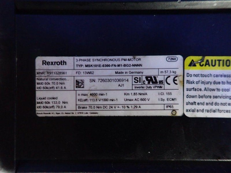REXROTH SERVO MOTOR   -  MSK101E-0300-FN-M1-BG2-NNNN