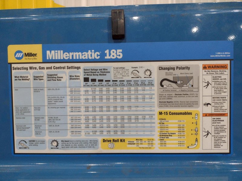 1 PHASE MILLER MODEL MILLERMATIC 185 STOCK 903497 MIG WELDER: YOBRO #24382