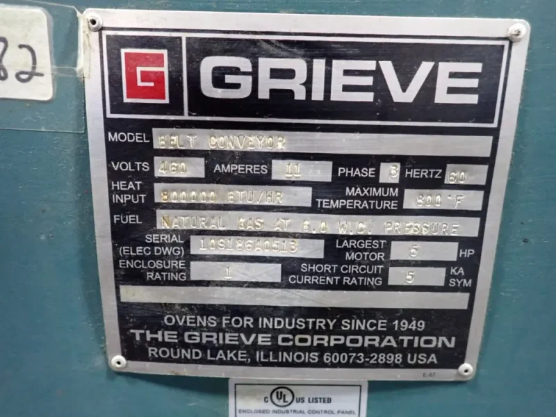 GRIEVE 36" X 200" CONVEYOR OVEN   -  BELT CONVEYOR