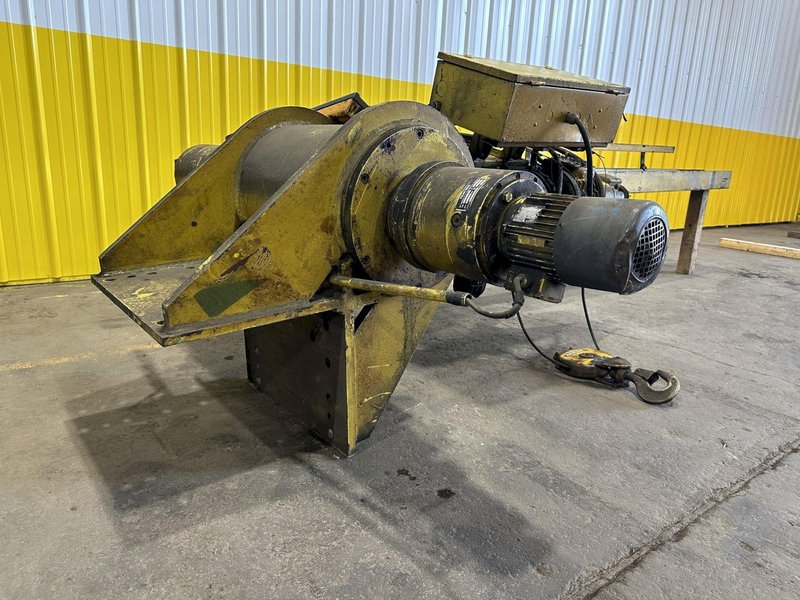 1.7 TON (3200 LBS) X 10' DEMAG WALL MOUNTED POWERED JIB CRANE &amp; CABLE HOIST: STOCK #19119