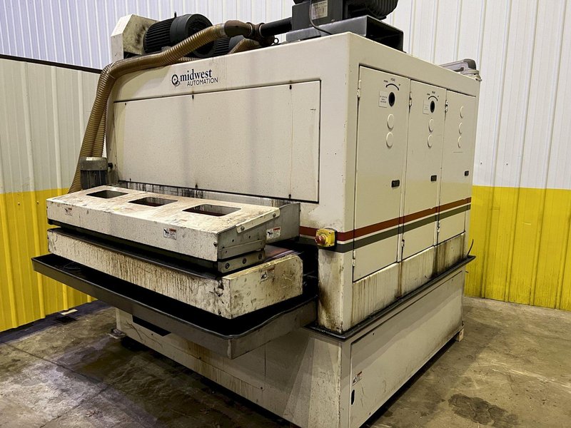 63&quot; MIDWEST AUTOMATION MODEL #N3-6375 3 HEAD WET TYPE BELT DEBURRING GRINDER MACHINE: STOCK 18225