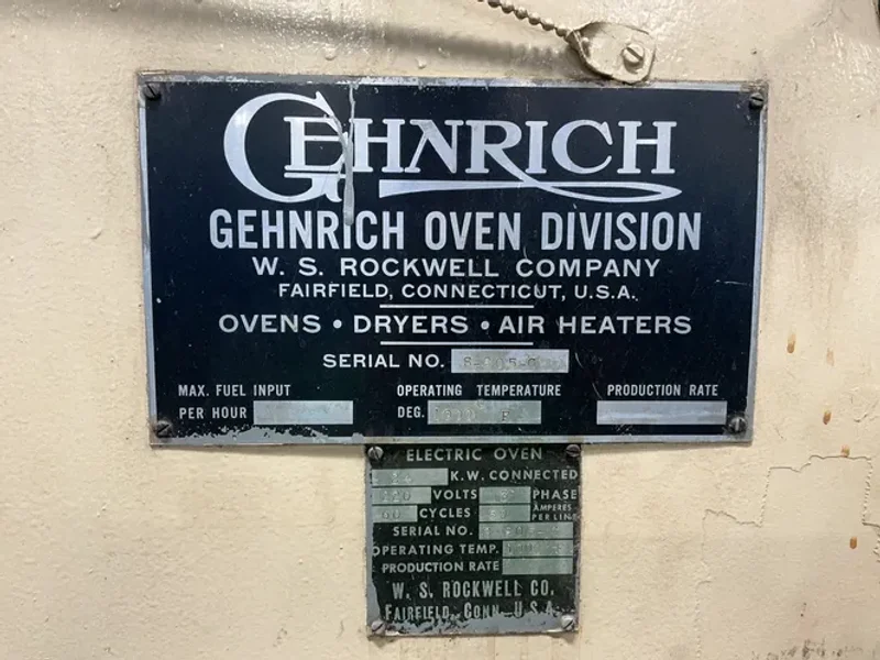 GEHNRICH 1000 DEG. F ELECTRIC OVEN