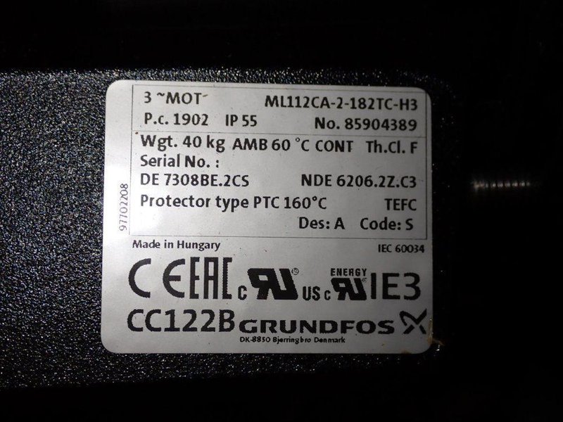 GRUNDFOS 3.7 KW MULTI STAGE PUMP  -  MTR20-5/2 A-WB-A-HQQV