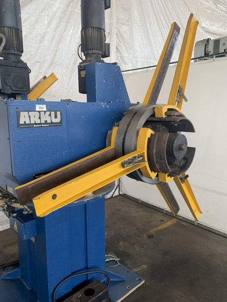 8,000 LB  X 12" ARKU AH3000/2/350/FU-4Q DOUBLE END POWERED COIL REEL/UNCOILER. STOCK # 0644723
