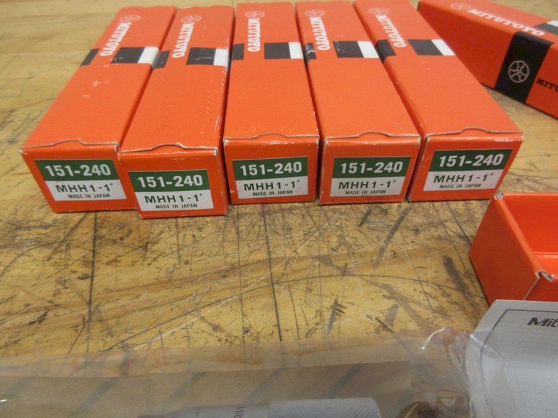 Mitutoyo 151-240 Micrometer Head, 8mm Spindle Dia., 0-1", 0.5" Plain Stem, w/Ratchet Stop. (5pcs) *** All New In Boxes ***- Auction Item