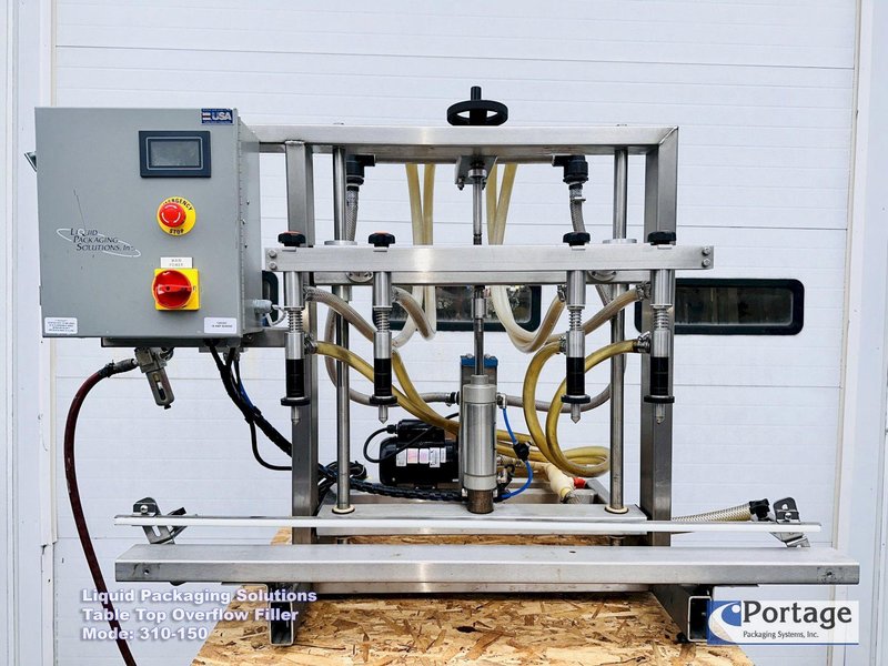 Liquid Packaging Solutions Model: 310-150  ||  Semi-Automatic Table Top Overflow Filler