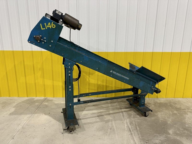 8&quot; WIDE X 6&#039; HIGH NEW LONDON ENG MODEL #500 MOTORIZED BELT INCLINED PARTS CONVEYOR: STOCK #20069