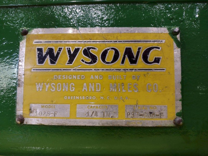 10' X 1/4" WYSONG MODEL #1025-F MECHANICAL POWER SQUARING SHEAR: YOBRO #25202
