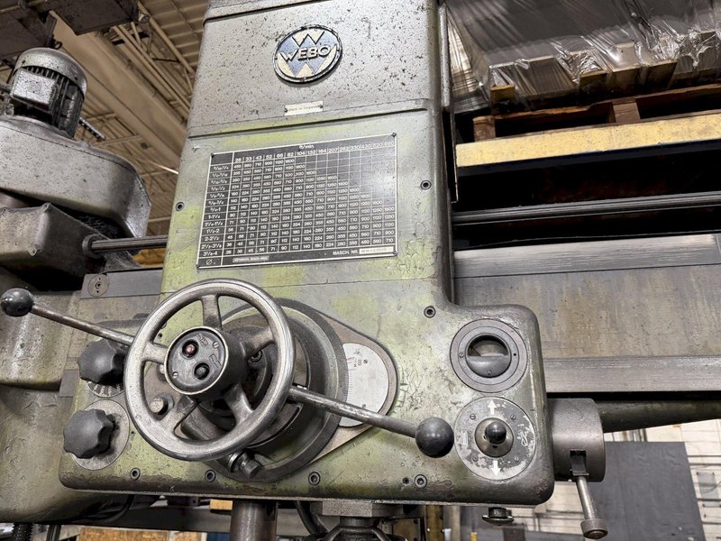 5' X 15" WEBO RADIAL ARM DRILL. STOCK # 0222126