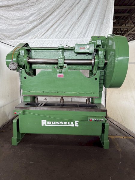 60 TON ROUSSELLE MODEL 6B DOUBLE-CRANK GAP FRAME PRESS. STOCK # 0235625.