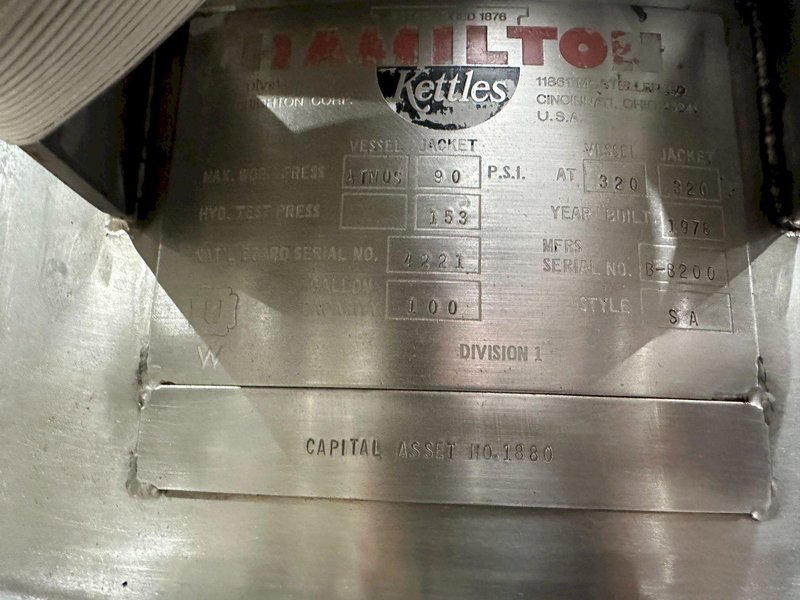 100 Gallon Hamilton Triple Motion Kettle