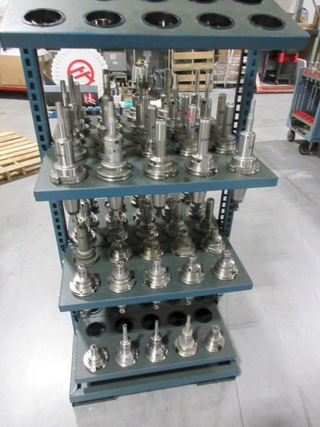 Command Heavy-Duty 95 Pocket CAT50 Tool Rack W/ Erickson CAT50 Hydraulic Tool Holders (55) Mostly Metric- Auction Item