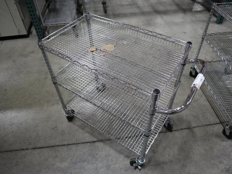 Seville Classic Chrome Wire Shop Cart - 3 Shelves- Auction Item