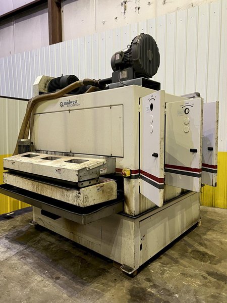 63&quot; MIDWEST AUTOMATION MODEL #N3-6375 3 HEAD WET TYPE BELT DEBURRING GRINDER MACHINE: STOCK 18225