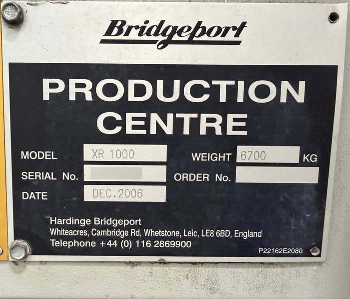 Hardinge Bridgeport XR 1000 CNC Vertical Machining Center – TSC, 12,000 RPM Mill