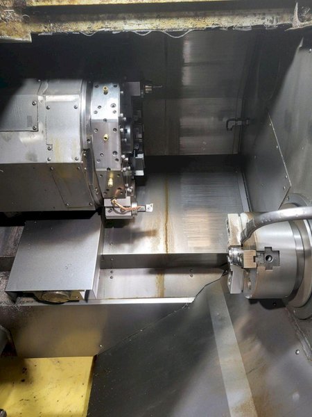 FUJI TNW-35TR 6-AXIS TWIN SPINDLE LIVE TOOL LATHE W/ GANTRY LOADER, 2007- Twin Turrets, 8″ Chucks x2