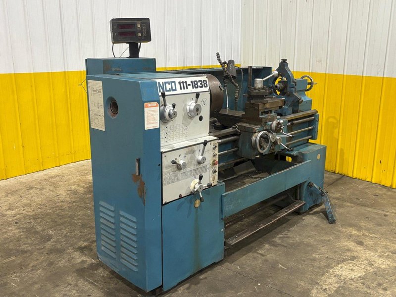 19" X 40" ENCO MODEL #111-1838 GEARED HEAD GAP BED ENGINE LATHE 2.56" HOLE: YOBRO #24324