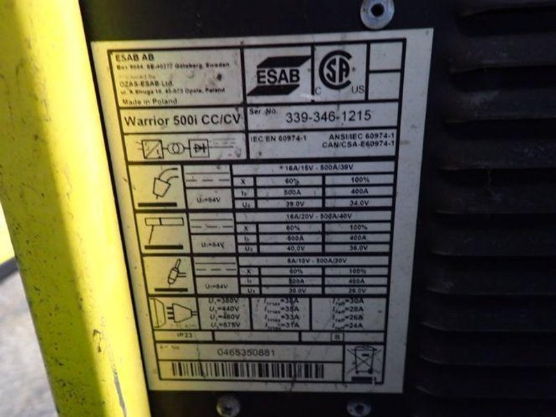 Esab Welder - Warrior 500i Cc/cv