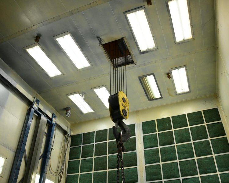 15' x 20' x 14' HIGH GLOBAL FINISHING SOLUTIONS DOWNDRAFT PAINT ROOM WITH 20 TON CRANE: YOBRO #25726