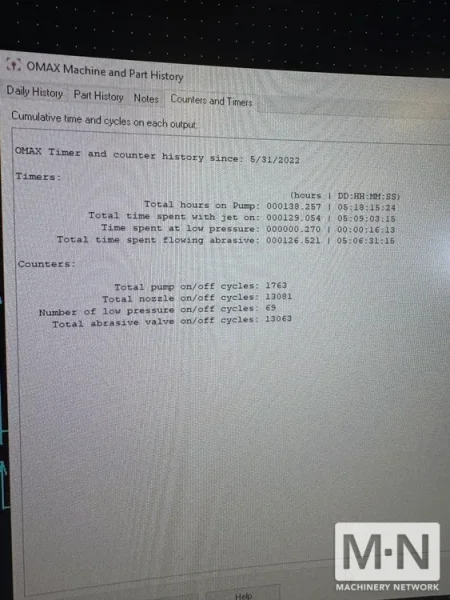 2015 OMAX MAXIEM 1530 CNC  INSTALLED JANUARY 2016 ONLY 647 HOURS