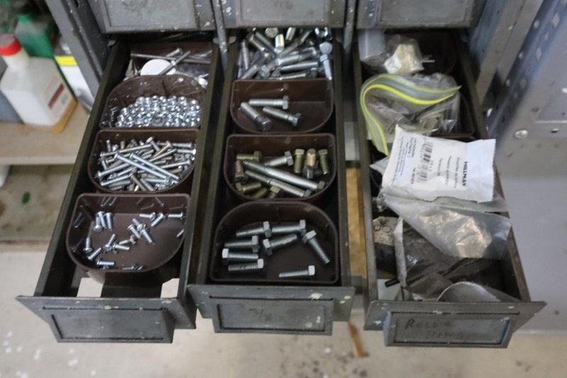 Multi-Bin (12) Storage Cabinet with Fasteners and Hardware- Auction Item