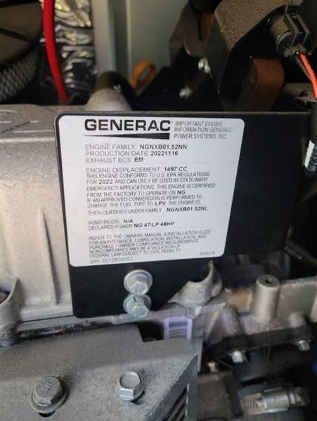 25 Kw Generac RG02515JNAX Generator, 2022