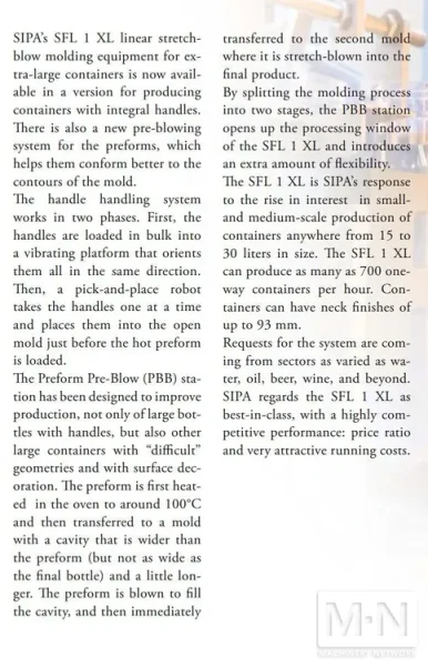 SIPA MODEL SFL 1 XL INJECTION BLOW MOLDING MACHINE MFG 2015 ( 2) AVAILABLE