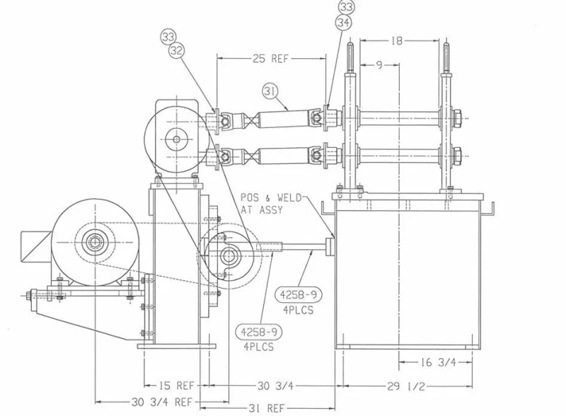 16 STAND x 3" X 18" ROLL SPACE BRADBURY MODEL #430 U-JOINT DRIVE ROLLFORMER STOCK# 4404