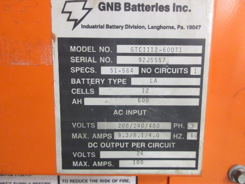 GNB Ferrocharger 24V on Metal Stand with Power Cord and 2 Prong Connector Plug- Auction Item