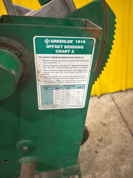 GREENLEE 1818 MANUAL PIPE BENDER: YOBRO #24337