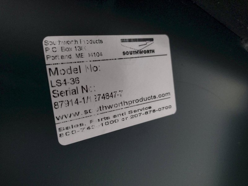 3800 LBS X 60" X 42" SOUTHWORTH MODEL #LS4-36 HYDRAULIC SCISSOR LIFT TABLE WITH ROLLER TOP, 110 VOLT: STOCK #20880