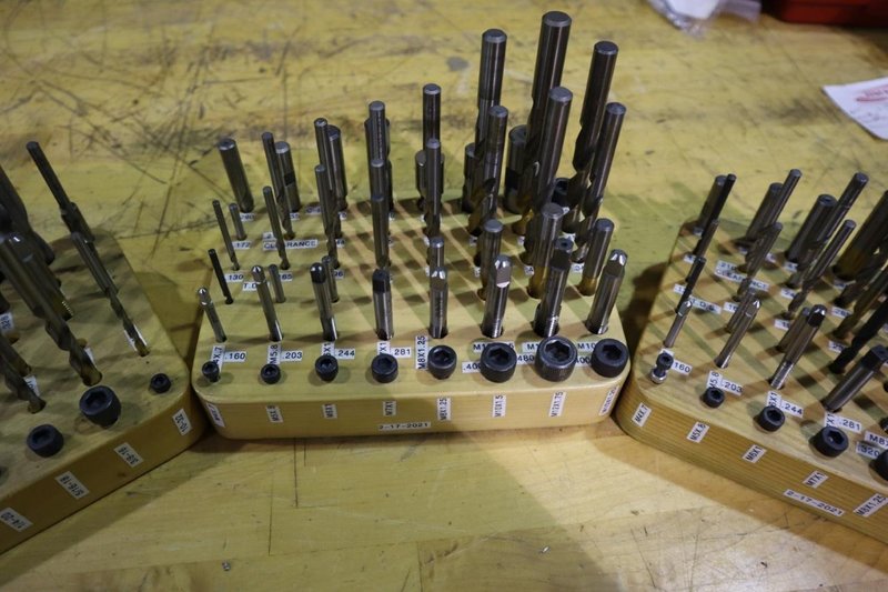 (3) Wood Dividers with Drills, Taps and End Mills- Auction Item
