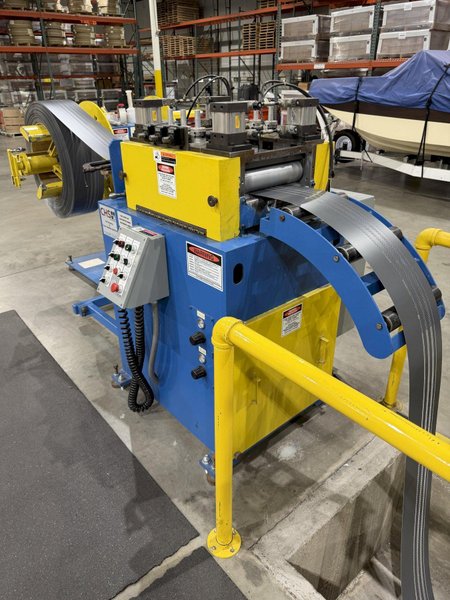 30 STAND X 1.5" RLM ROLLFORMER LINE TOOLED FOR LEAF SOLUTIONS GUTTER TOPPER 2001 20" ROLL SPACE: YOBRO 25923