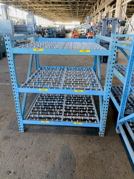3 TIER 48" X 52" GRAVITY ROLLING RACK. STOCK # 0312121