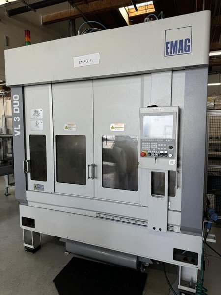 EMAG VL3-DUO CNC Twin Spindle Vertical Turret Lathe, 2018 – Chip Conveyor, Full Automation System
