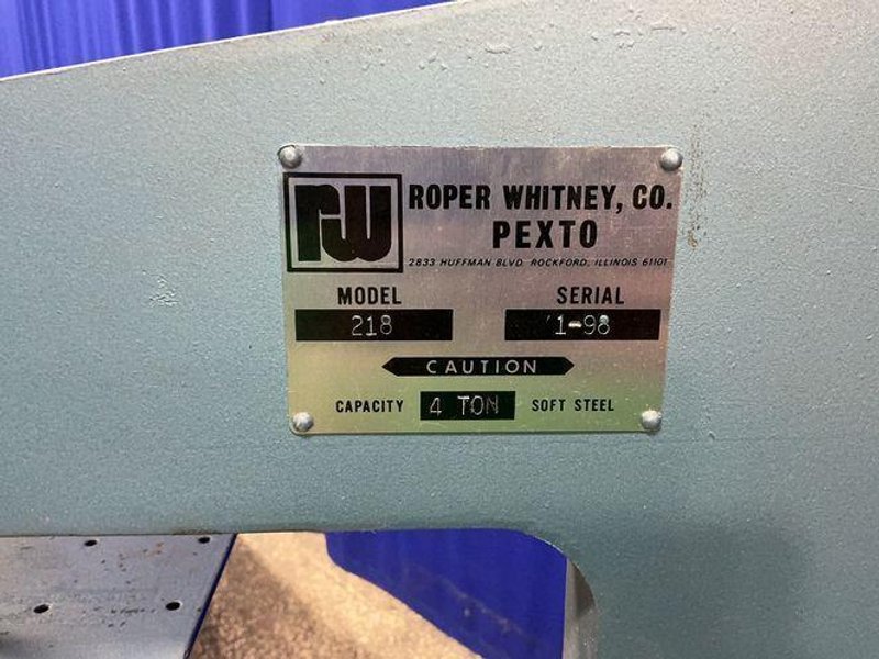 ROPER WHITNEY, CO 4 TON SHEET METAL PUNCH MACHINE   -  218
