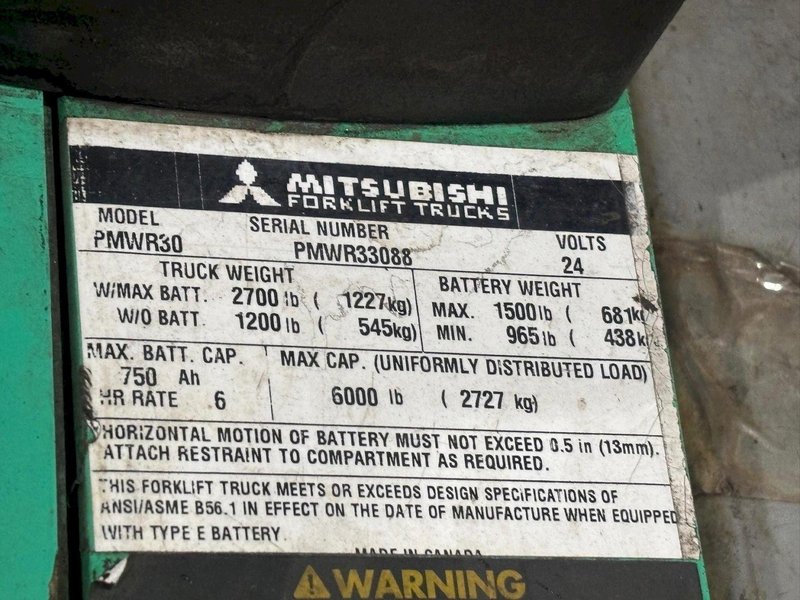 6,000 LBS MITSUBISHI PMWR30 RIDE ON ELECTRIC PALLET JACK: YOBRO #24340