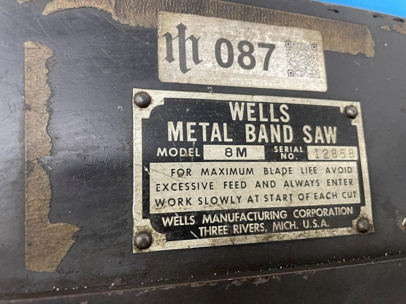 8" x 16" WELLS MODEL #8M HORIZONTAL BANDSAW: STOCK #76876