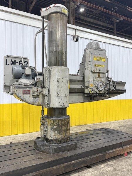 8&#039; ARM x 19&quot; GIDDINGS &amp; LEWIS MODEL #956-CHIPMASTER RADIAL ARM DRILL ON 360° T-SLOTTED BASE: STOCK #23546